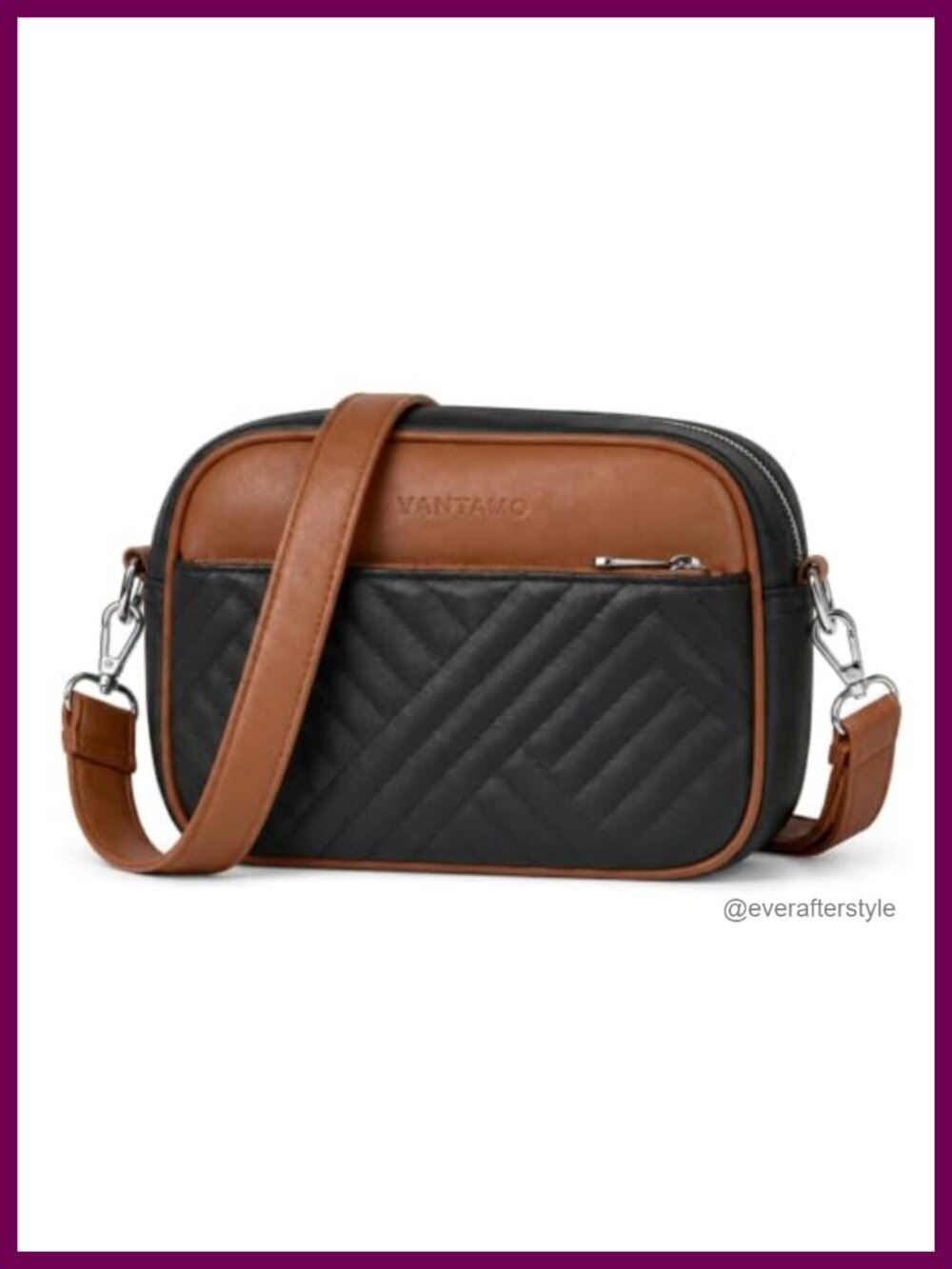 Quilted Vegan Leather Crossbody Bag with Anti-Pickpocket Clip RFID